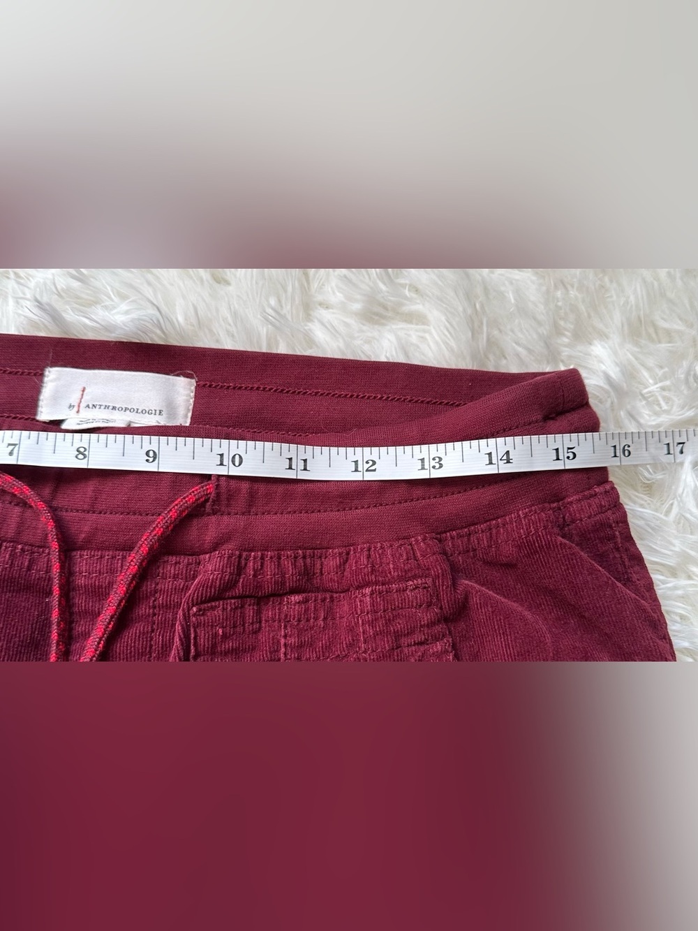Anthropologie Corduroy Joggers Small Burgundy Cargo Utility Pull On Boho Lounge - Picture 10 of 11